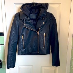 Black Faux Leather Moto Jacket
